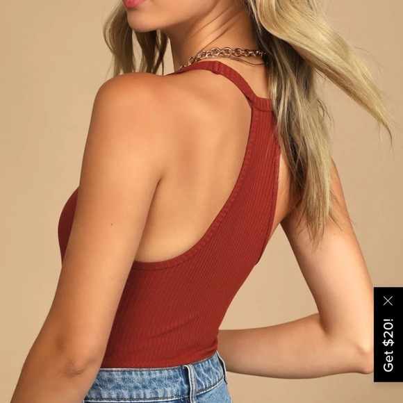 Free People speed dial body suit in rust / orange. NWOT. Size XS. - Picture 3 of 8